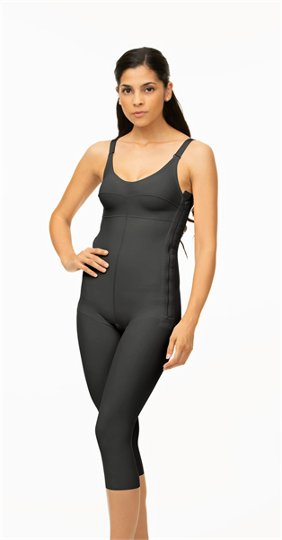 Kompressionsbody mit BH mit verkürztem Oberkörper bis unter Knie